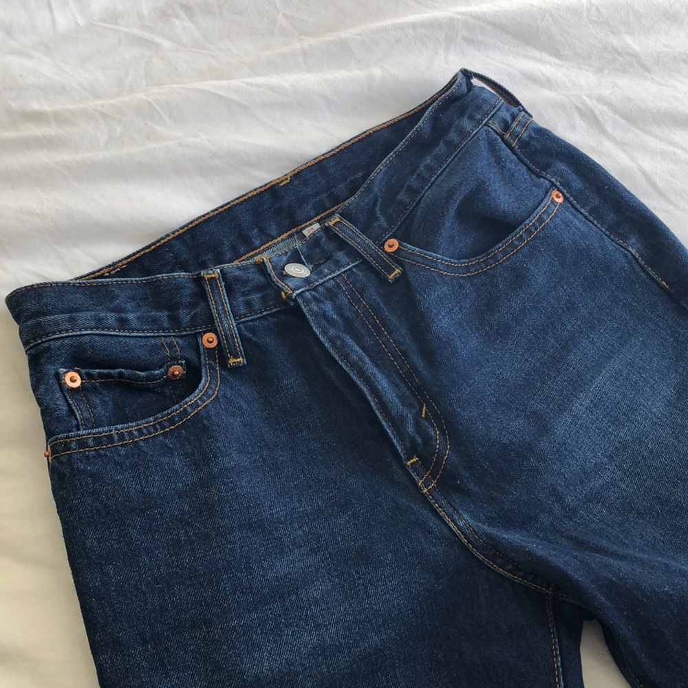Levi’s raw hem high waist jeans